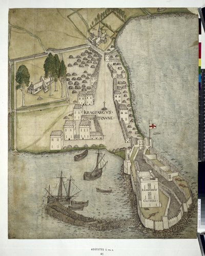 Pamuk MSS Augustus I ii 41 Carrickfergus Planı (Co. Antrim) 1612 (kağıt üzerinde yıkamalı kalem ve mürekkep) by John Dunstall