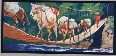 Eşekler bir ip köprüden erzak taşırlar, 1919