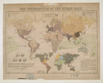 İnsan Irkının dağılımını gösteren Etnografik Harita by John Emslie