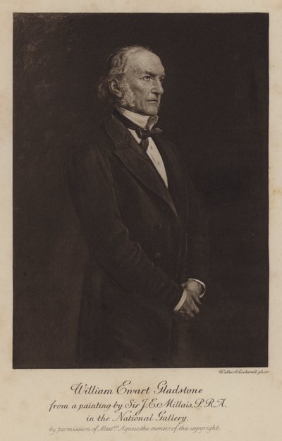 William Ewart Gladstone, İngiliz Liberal devlet adamı ve Başbakan (fotogravür) by John Everett (after) Millais