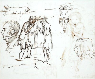 John Ruskin (1819-1900) ve William Millais ile yapılan çalışmaların bir sayfası by John Everett Millais
