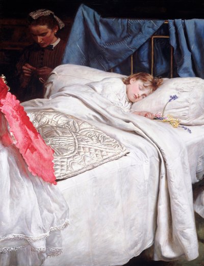 Uykuda. 1865 civarı (Tuval üzerine yağlıboya) by John Everett Millais
