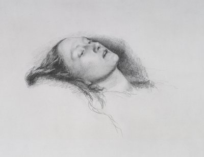 Elizabeth Siddal: "Ophelia" için Çalışma, 1852 by John Everett Millais