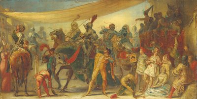Şövalyeler turnuvaya hazırlanıyor by John Everett Millais