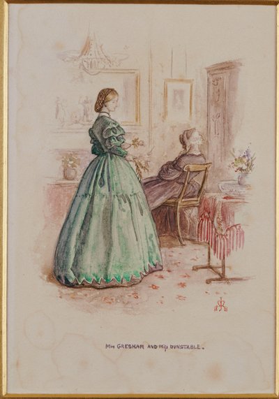 Bayan Gresham ve Bayan Dunstable: "Framley Parsonage" için bir örnek, 1861 by John Everett Millais
