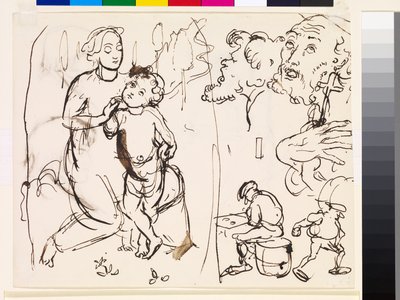 Post-Raphaelesk stili karikatürize eden çalışmaların sayfası, 1853 by John Everett Millais