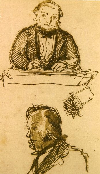 Müzayedeci (kağıt üzerinde kalem ve mürekkep) by John Everett Millais