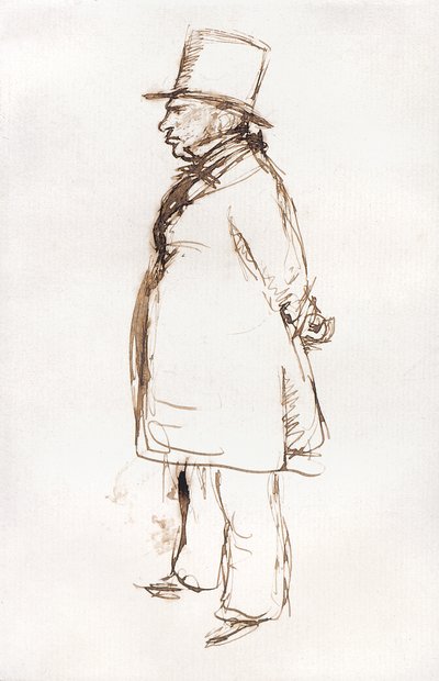 Kraliyet Akademisi'nde Vernikleme Günü'nde Turner (beyaz kağıt üzerine kalem ve kahverengi mürekkep) by John Everett Millais