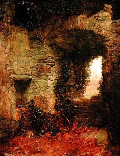 Galloway Keep, c.1870 (panelde yağ) by John Faed