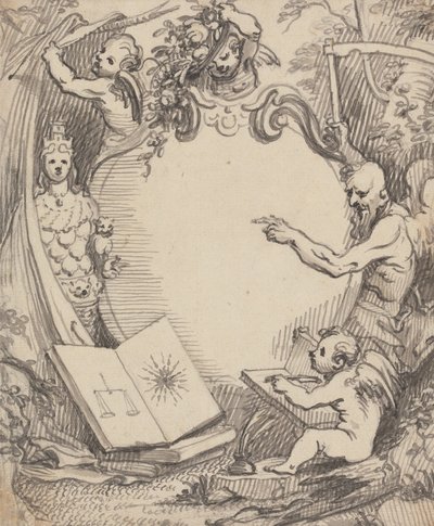 Bir Frontispiece için Tasarım - Doğayı İnceleyen Aşk Tanrısı by John Fayram