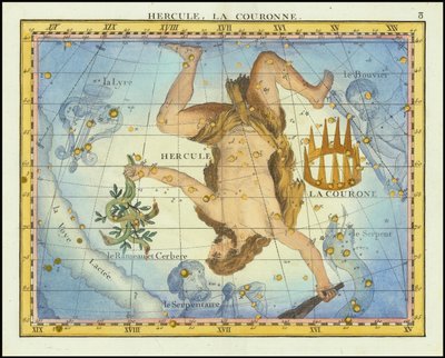1776 - John Flamsteed - Hercules, La Couronne (Herkül ve Taç) by John Flamsteed