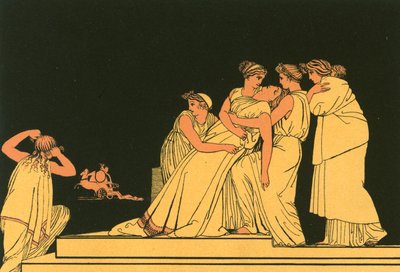 Andromache duvarda bayılıyor by John Flaxman