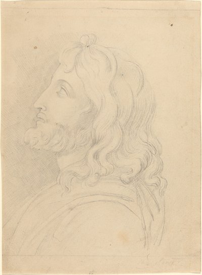 Yukarıya Bakarken Sakallı Bir Adamın Büstü by John Flaxman