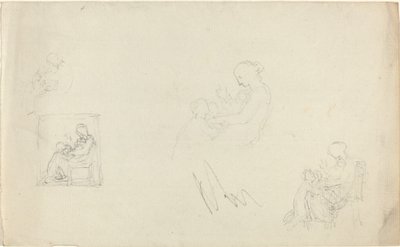 Ayaklarında Çocuklarla Oturan Bir Kadının Dört Çalışması (Leydi FitzHarris Anıtı için Eskizler?) by John Flaxman