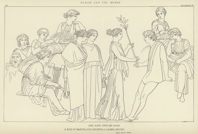 Hesiodos ve İlham Perileri by John Flaxman