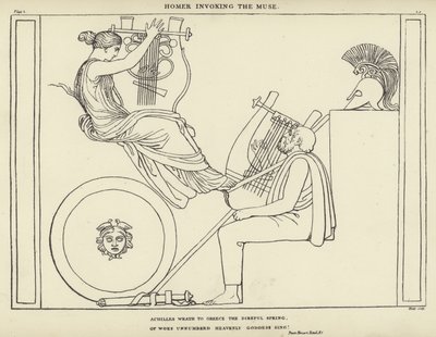 Homer İlham Perisini Çağırır by John Flaxman