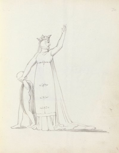 Bayan Siddons, Constance with Child, 1783 rolünde (kalem, mürekkep ve kağıt üzerinde yıkama) by John Flaxman