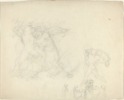 Bir Centaurla Savaşan Bir Adam da dahil olmak üzere Çalışma Sayfası by John Flaxman