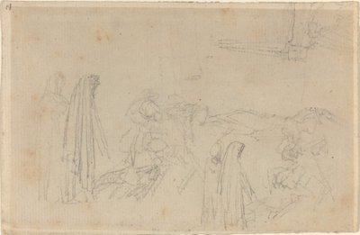 Kapşonlu Figürlü Eskizler (Virgil ve Beatrice?) by John Flaxman