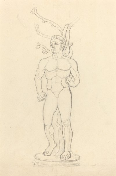 Bir Ağacın Önünde Çıplak Erkek Heykeli by John Flaxman