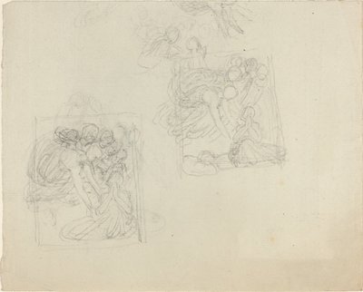 Meleklerin Dua Eden Bir Figüre Uzandığı Bir Anıt Çalışmaları [recto ve verso] by John Flaxman