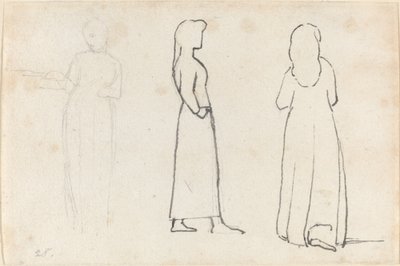 Ayakta Duran Bir Kadının Üç Çizimi by John Flaxman