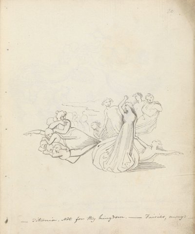 Titanya. Senin krallığın için değil. - Periler uzakta, 1783 (kalem, mürekkep ve kağıt üzerinde yıkama) by John Flaxman