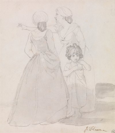İki Kadın ve Bir Çocuk by John Flaxman