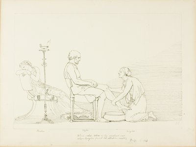 Ulysses, Penelope ve Euryclea by John Flaxman