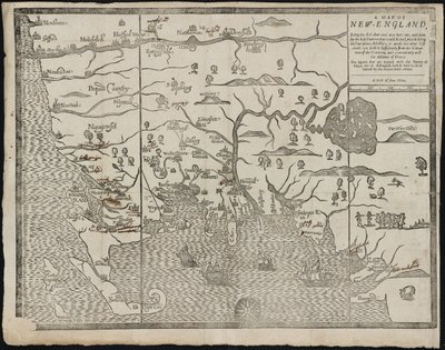 New England haritası Kimden: William Hubbards The Present State of New-England, 1677 by John Foster