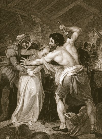 The Collector of the Poll-Vergi cinayeti Wat Tyler tarafından işlendi, J. Hall tarafından gravürlendi, David Hume'un 'The History of England' adlı eserinden bir örnek, pub. R. Bowyer, Londra by John Francis (after) Rigaud