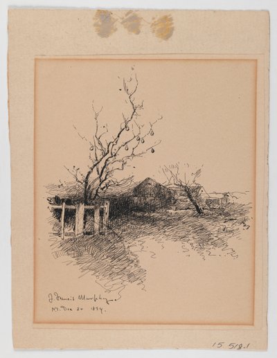 Manzara, New York, 20 Aralık 1894 (karton üzerine monte edilmiş kağıt üzerine kalem ve mürekkep) by John Francis Murphy