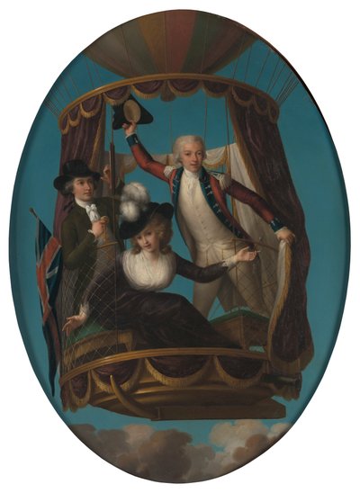 Yüzbaşı Vincenzo Lunardi, Yardımcısı George Biggin ve Bayan Letitia Anne Sage ile bir Balonda by John Francis Rigaud