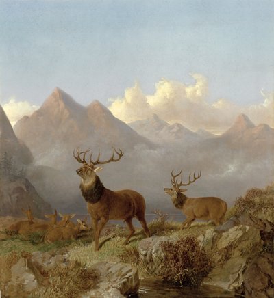 Bir Yayla Manzarasında Geyiklerin ve Arka Planların Detayı, 1864 by John Frederick Herring Junior