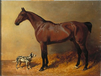 Kararlı Bir İç Mekanda Bir Körfez Avcısı ve Benekli Bir Köpek, 1846 by John Frederick Herring Senior