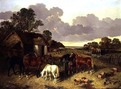 Bir Çiftlik Bahçesinde Atlar, Domuzlar, Kümes Hayvanları, Ördek ve Sığır by John Frederick Herring Senior