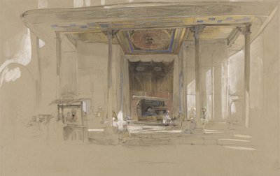 Ulucami Ulu Cami Ana Girişi Bursa, Türkiye, c.1840 (dokuma kağıt üzerine grafit üzeri klozet ve gövde rengi) by John Frederick Lewis