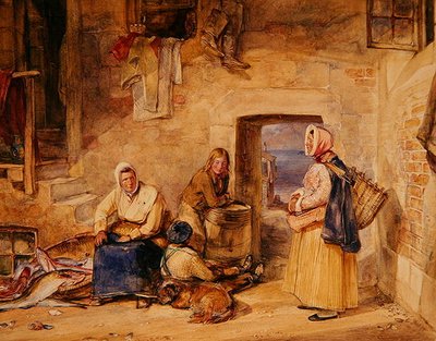 Newhaven Balıkçı Kadınlar, Edinburgh, c.1831-32 (kağıt üzerine suluboya) by John Frederick Lewis
