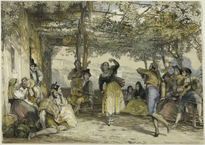 Bolero Dans Eden İspanyol Köylüler by John Frederick Lewis