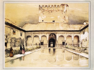 Granada Alhambra, John Frederick Lewis tarafından renkli litografi by John Frederick Lewis