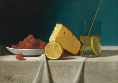 Kek, Limon, Çilek ve Cam ile Natürmort by John Frederick Peto