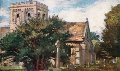Güneydoğudan Iffley Kilisesi (renkli lito) by John Fulleylove