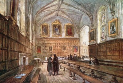 Salon İçi, Magdalen Koleji (renkli litografi) by John Fulleylove