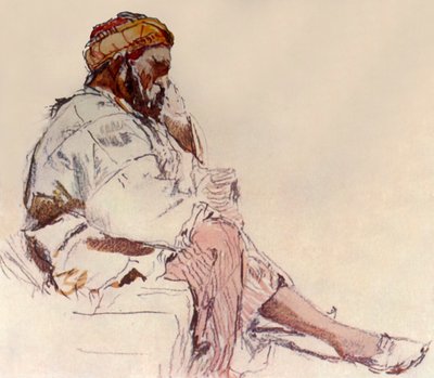 Oturan Suriyeli Köylü: Profilde, 1902. by John Fulleylove