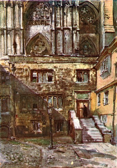 Başrahibin Avlusu ve Kudüs Odasına Giriş (renkli taş baskı) by John Fulleylove