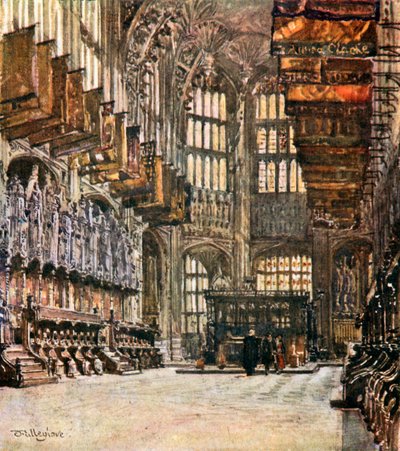 Henry VII Şapeli, doğuya bakış (renkli litografi) by John Fulleylove