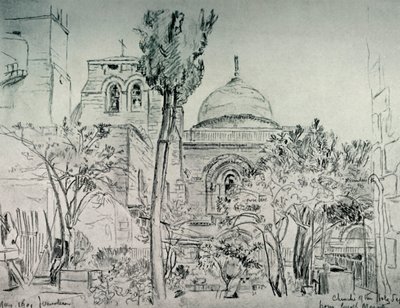 Rum Manastırı Bahçesinden Kutsal Kabir Kilisesi, 1902. by John Fulleylove