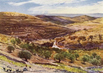 Hinnom Vadisi, Hücum Tepesi ile birlikte (renkli taş) by John Fulleylove