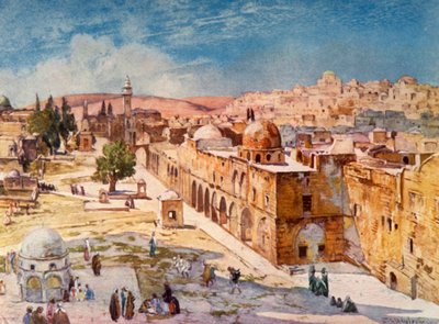 Antonia Kulesi Bölgesinin Yakınındaki Kışladan Tapınak Alanının Batı Yakası, 1902. by John Fulleylove