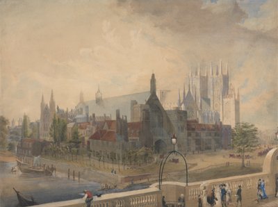 Westminster Hall ve Abbey'in Köprüden Görünümü by John Gendall